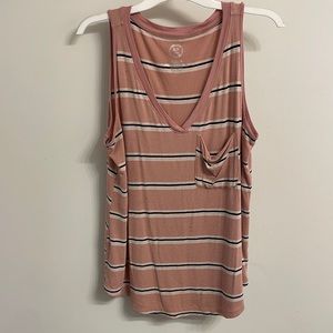 Pink tank top with black and white stripes size large from Maurices